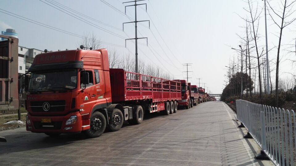 中鹽紅四方復(fù)合肥廠家門口排起車隊(duì)長(zhǎng)龍，等待運(yùn)輸復(fù)合肥料。